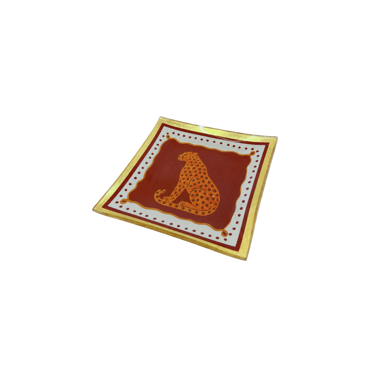 Prato decorativo Oncinha em vidro 10cm