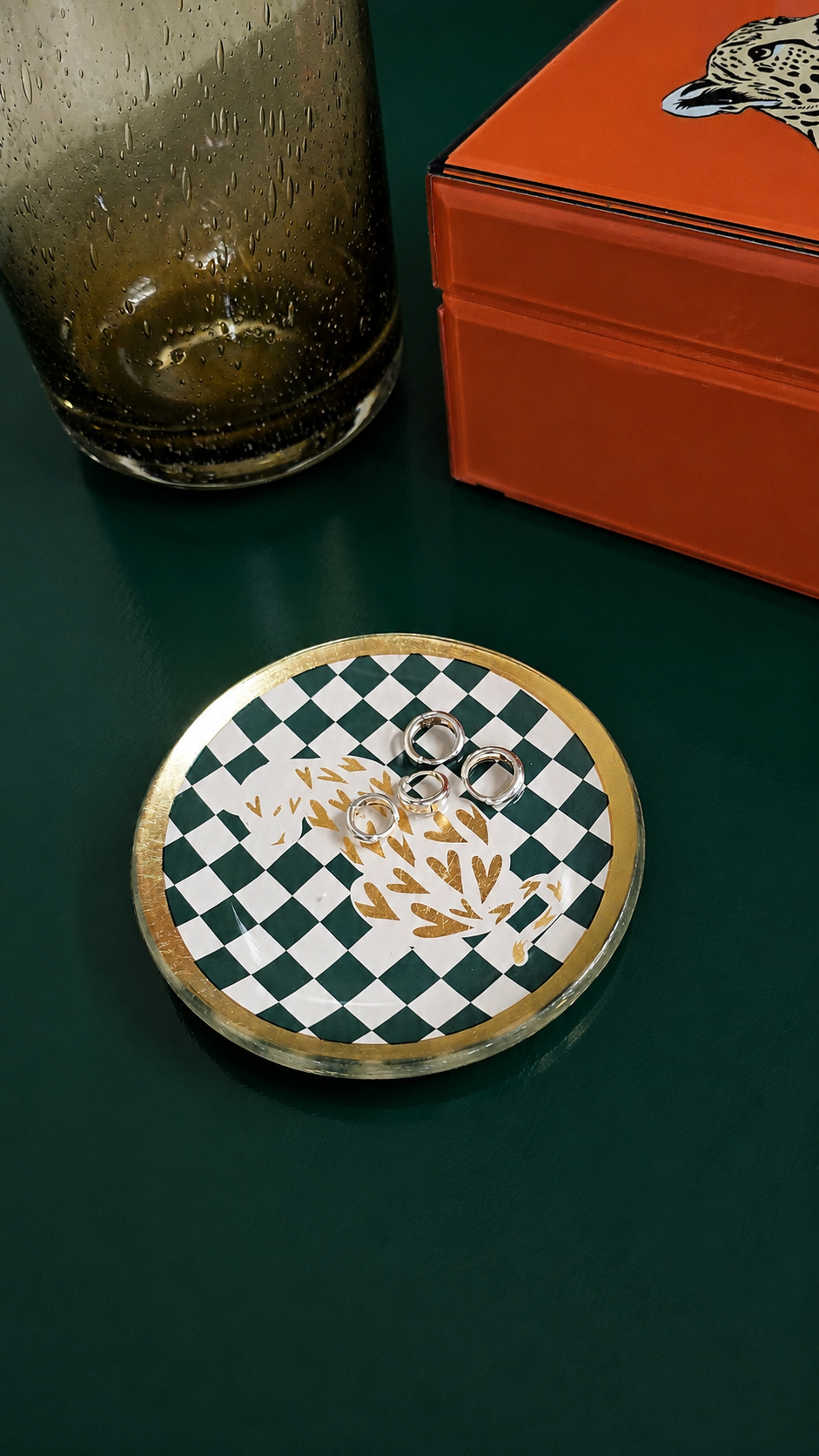 Prato decorativo Felino em vidro 10cm