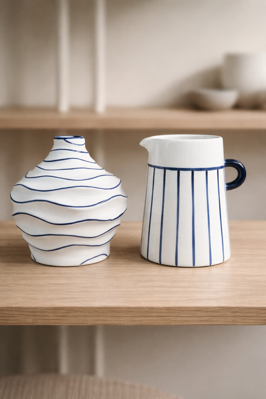 Vaso de cerâmica Linhas 17x14cm