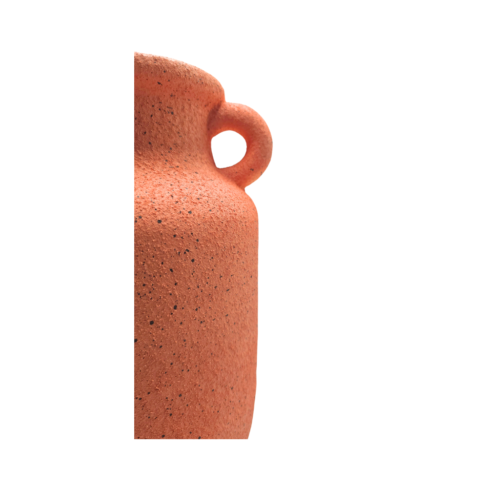 Vaso em ceramica laranja texturizada Alcas 16x28cm zoom - Il Nido