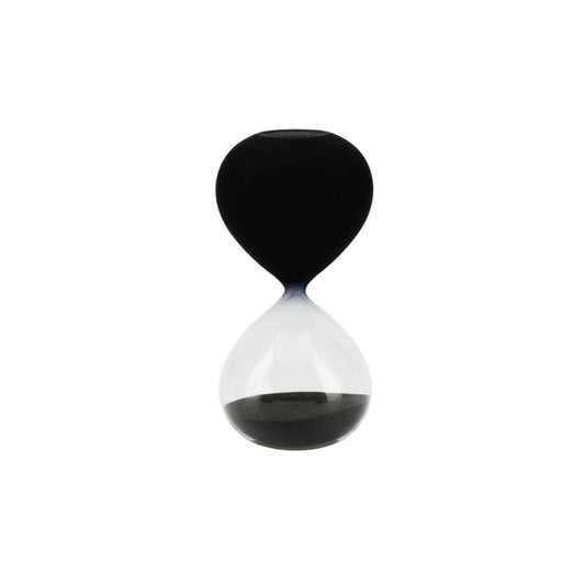 Ampulheta de vidro Yin-Yang metade incolor e metade preto fosco com areia preta - 30 minutos - 16,5x8cm - Il Nido