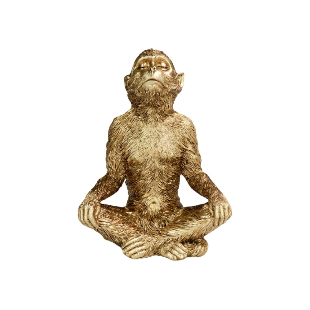 Escultura macaco meditando II em poliresina