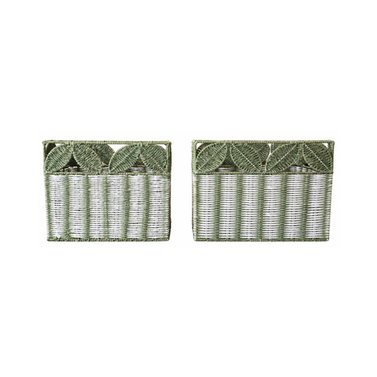 Kit com 2 cestos Dueto Botânico em corda de papel trançado - Il Nido