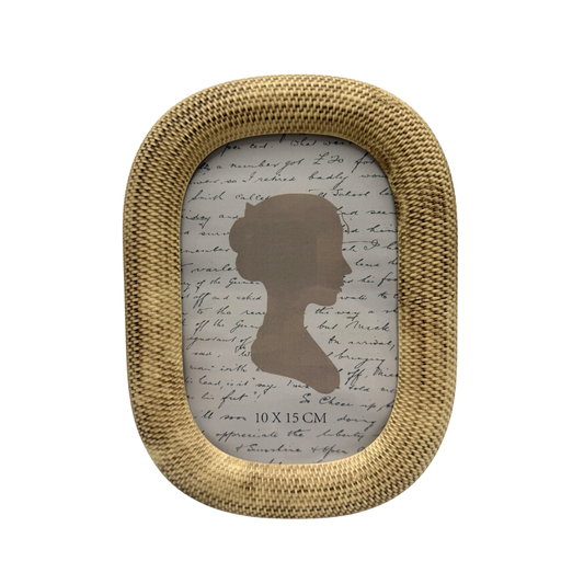 Porta-retrato Tramas para foto 10x15cm em poliresina bege com textura de trama natural - Il Nido