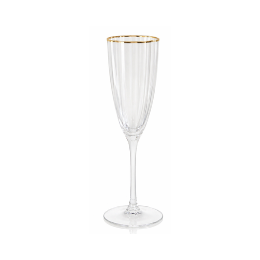 Kit com 6 taças de espumante Shine em vidro formato flor com borda dourada - 230ml - Il Nido