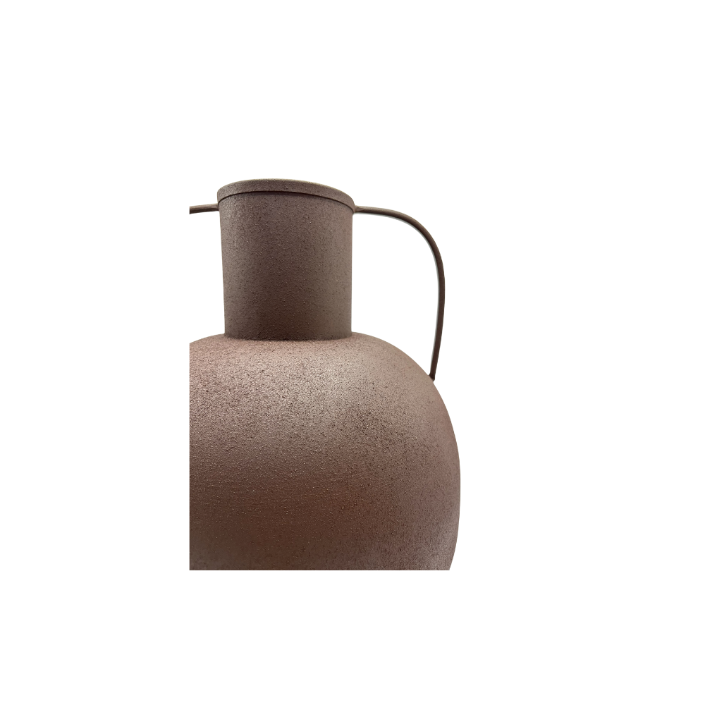 Vaso Iron em ferro pintado marrom com alças em vista lateral - Il Nido