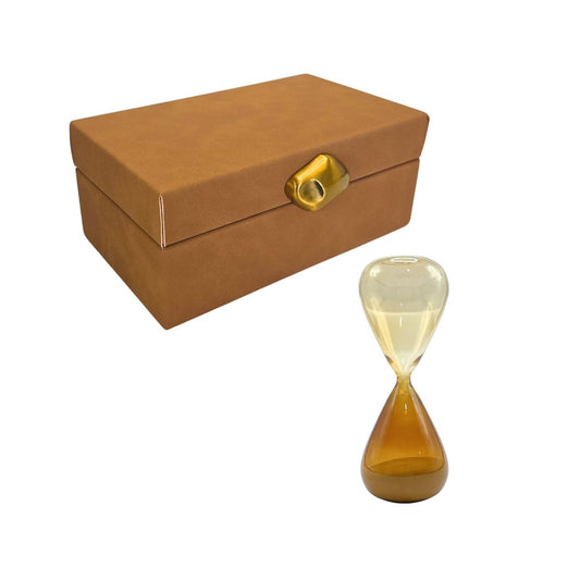 Kit Caixa decorativa Stone + Ampulheta de vidro Entardecer