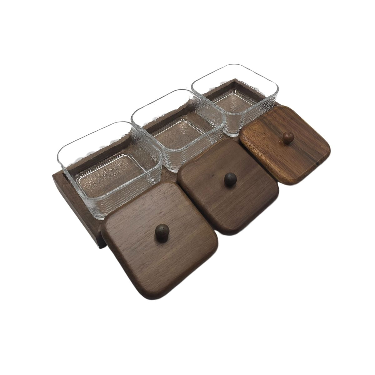 Kit 3 potes de vidro com bandeja Forja Bruta + Kit 4 espátulas para manteiga Origens