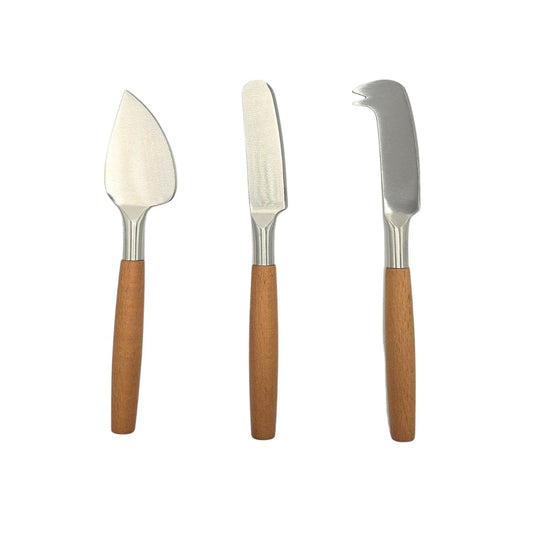 Kit Tábua nozes Origens 20x30cm + 3 talheres de queijo Wood