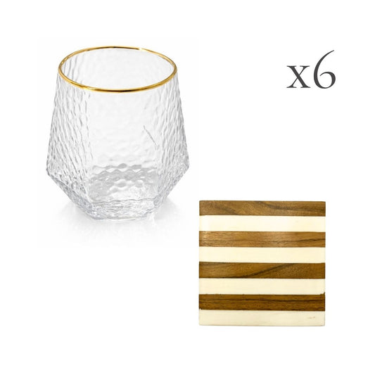 Kit 6 copos baixos Shine + Porta-Copo Bold Stripes