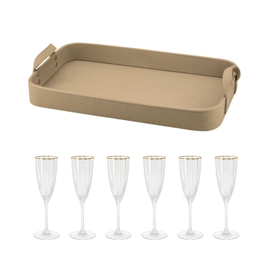 Kit Bandeja de PU Texturas + 6 taças de espumante Shine
