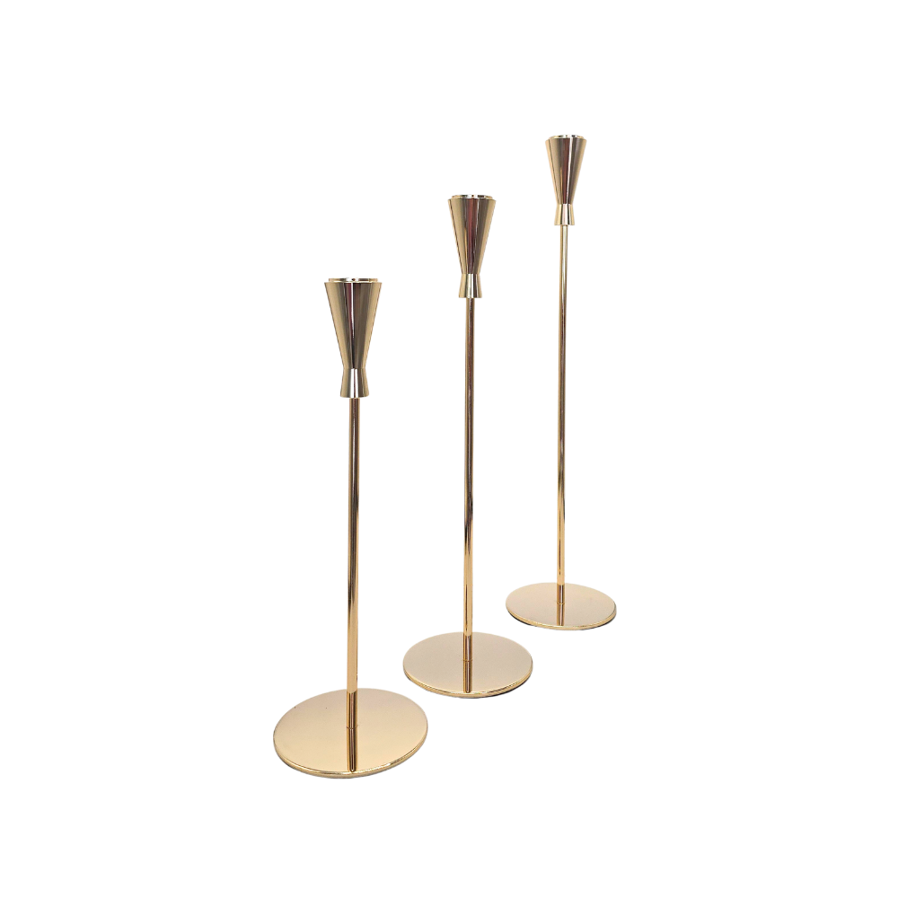 Kit 3 candelabros em metal