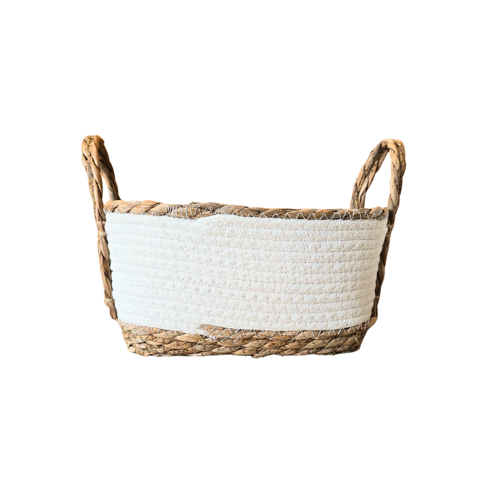 Kit 3 cestos em algodão e fibra natural