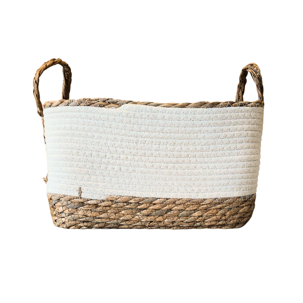 Kit 3 cestos em algodão e fibra natural