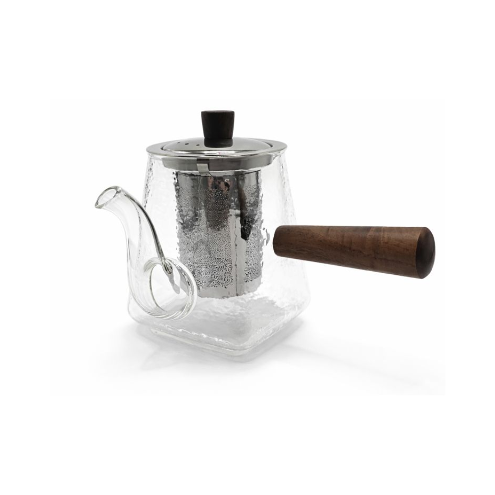 Chaleira vidro borosilicato martelado com cabo de madeira macica Ritual 750ml - Il Nido