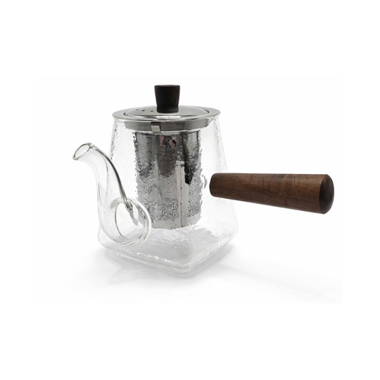 Chaleira vidro borosilicato martelado com cabo de madeira macica Ritual 750ml - Il Nido