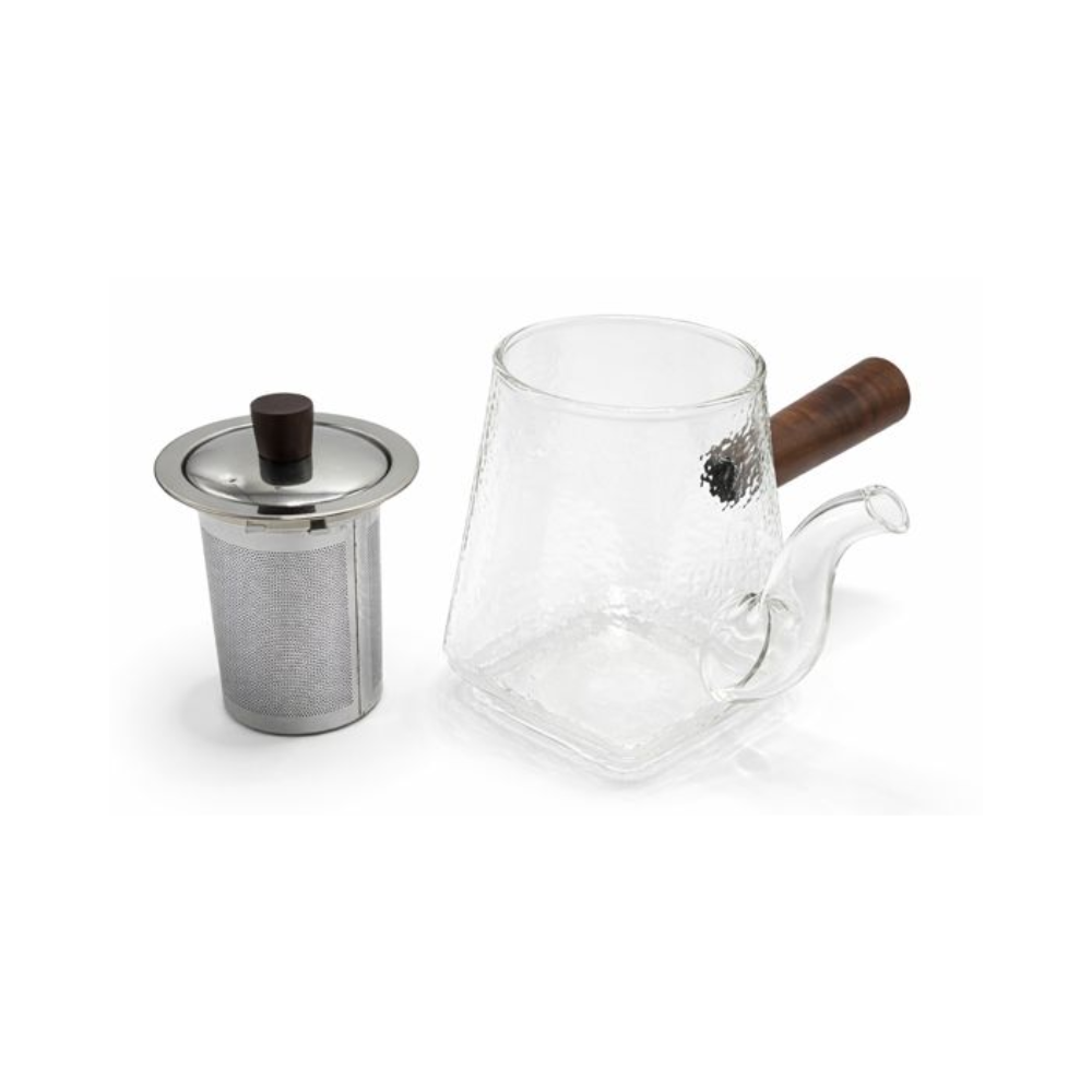 Chaleira vidro borosilicato martelado com cabo de madeira macica Ritual 750ml utilidades - Il Nido