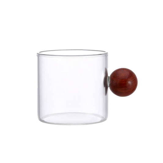 Conjunto xicaras Origens de vidro com pegador de madeira acacia 6 pecas - Il Nido
