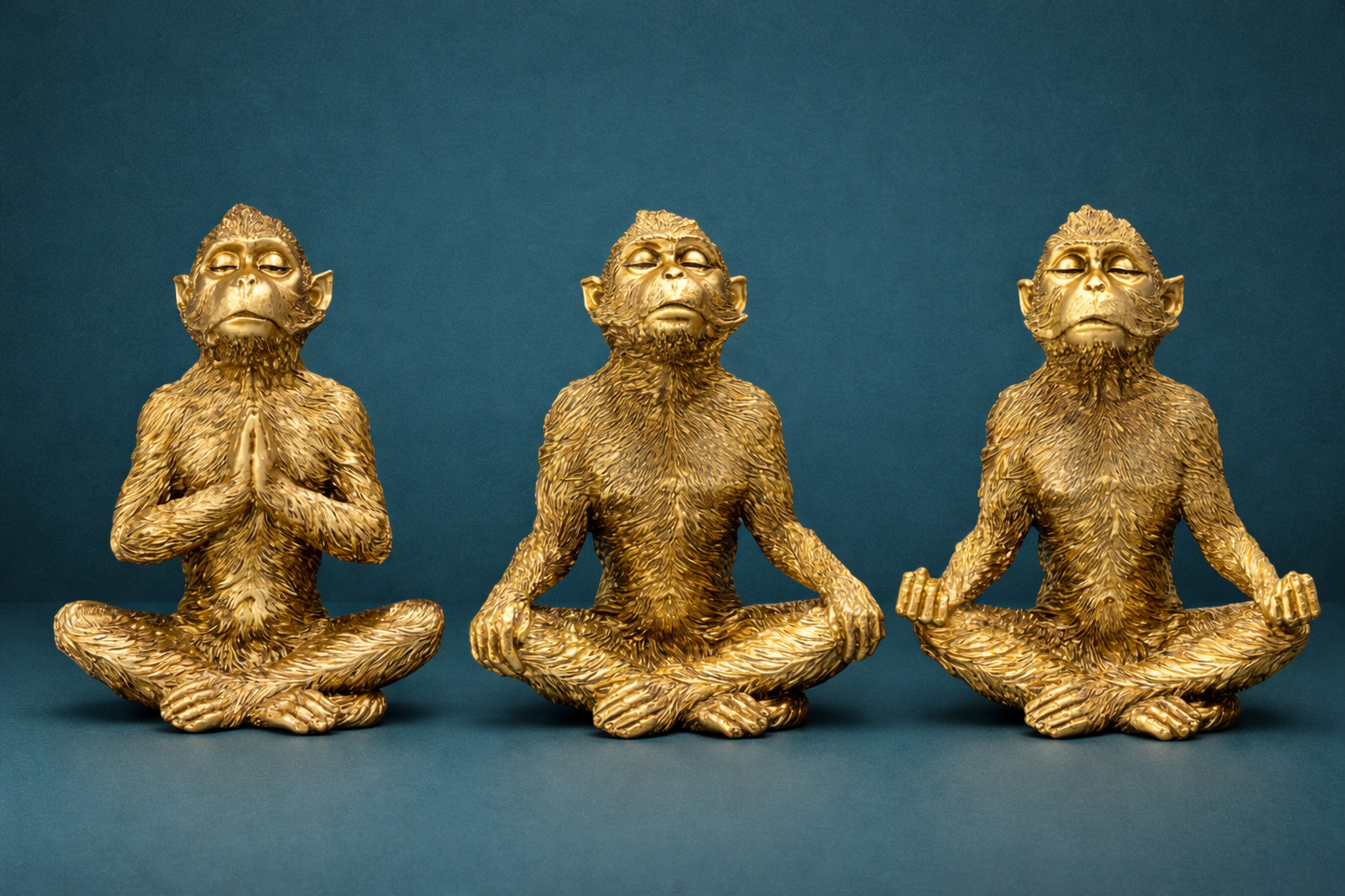Escultura macaco dourado meditando I 18x12x9cm
