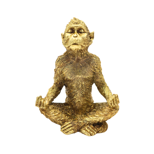 Escultura macaco meditando III em poliresina