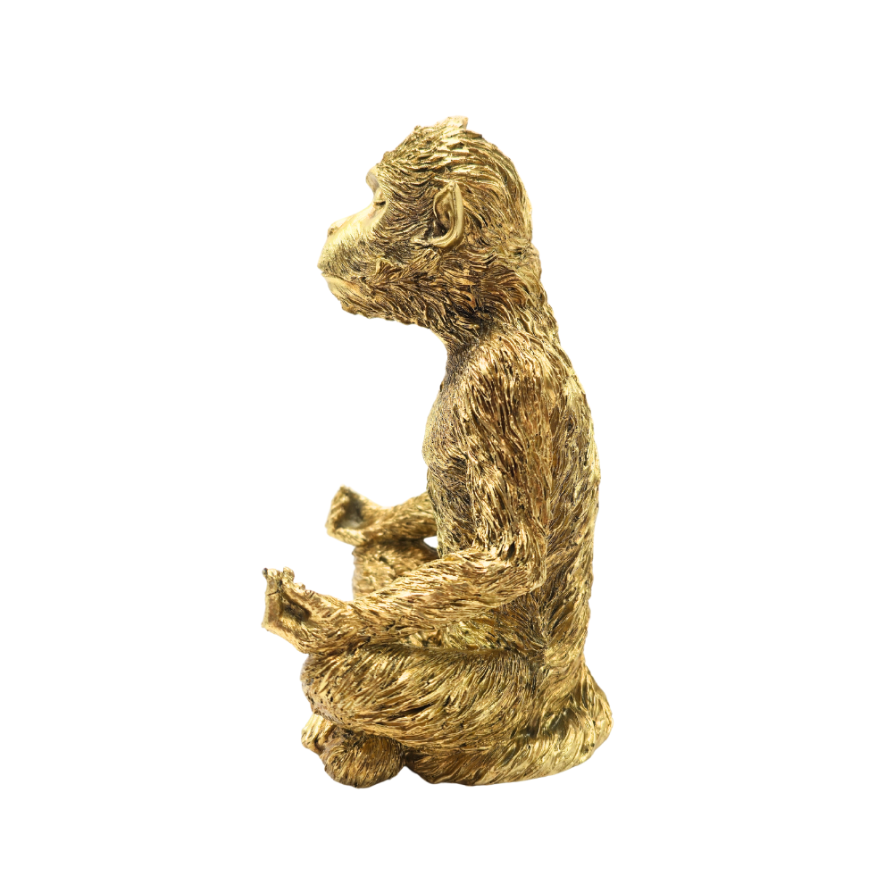 Escultura macaco meditando III em poliresina