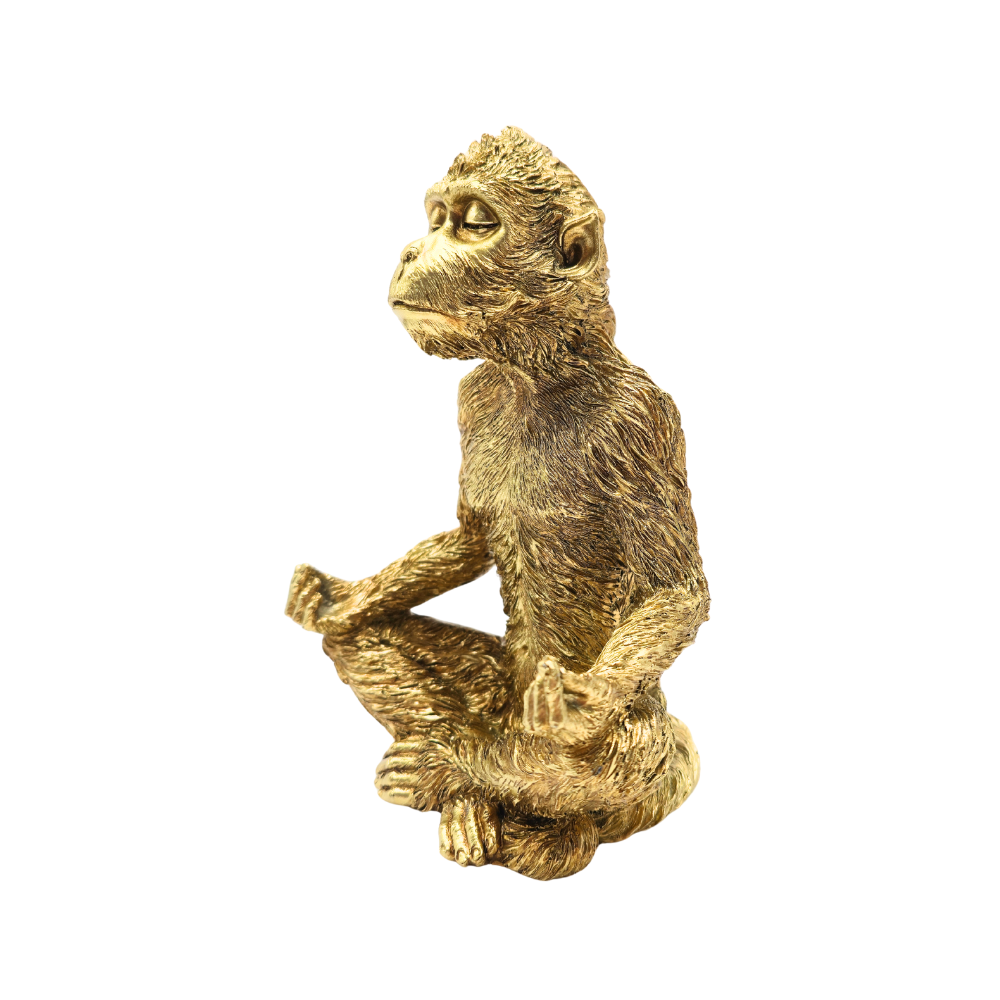 Escultura macaco meditando III em poliresina