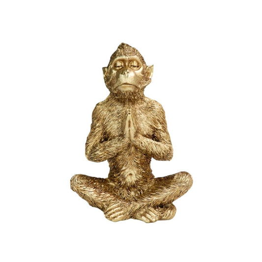 Escultura em poliresina macaco dourado meditando I 18x12x9cm - Il Nido
