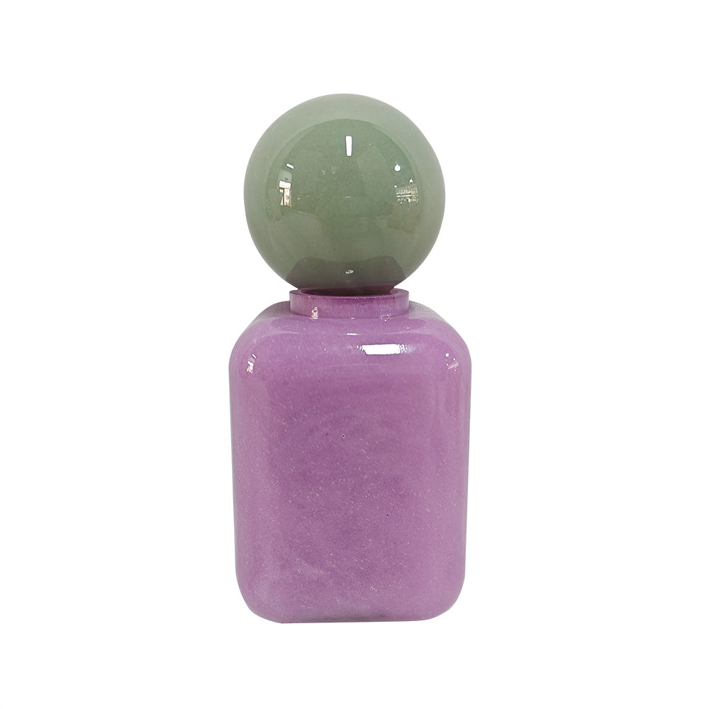Garrafa decorativa Round em vidro leitoso lilas com tampa verde - Il Nido