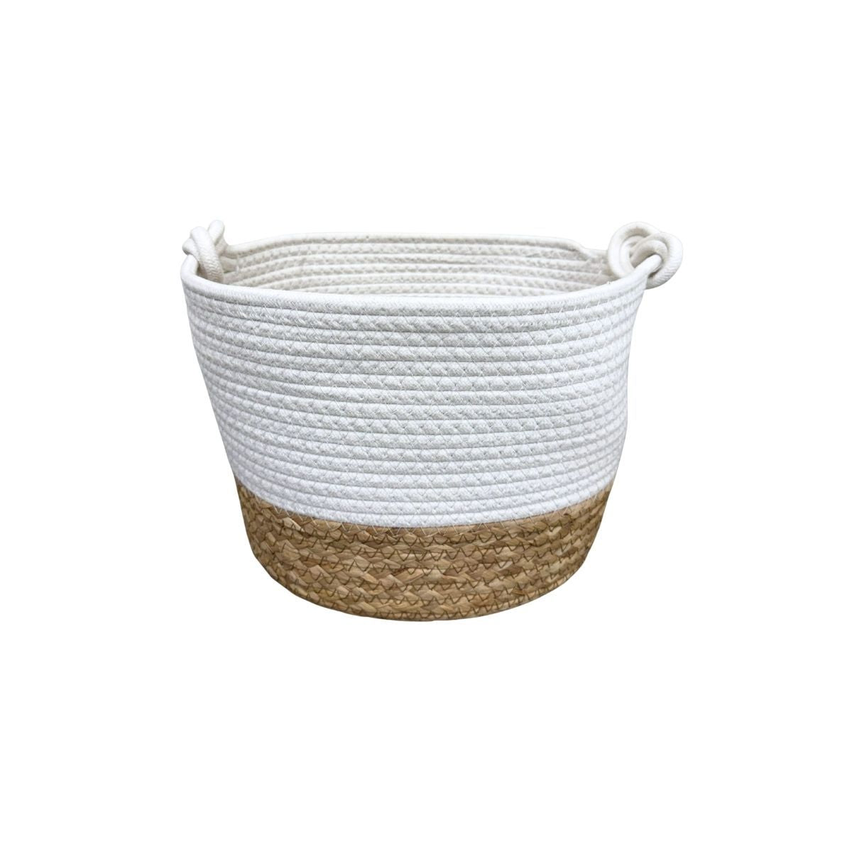 Kit 3 cestos fibra natural com algodao Aconchego pequeno - Il Nido