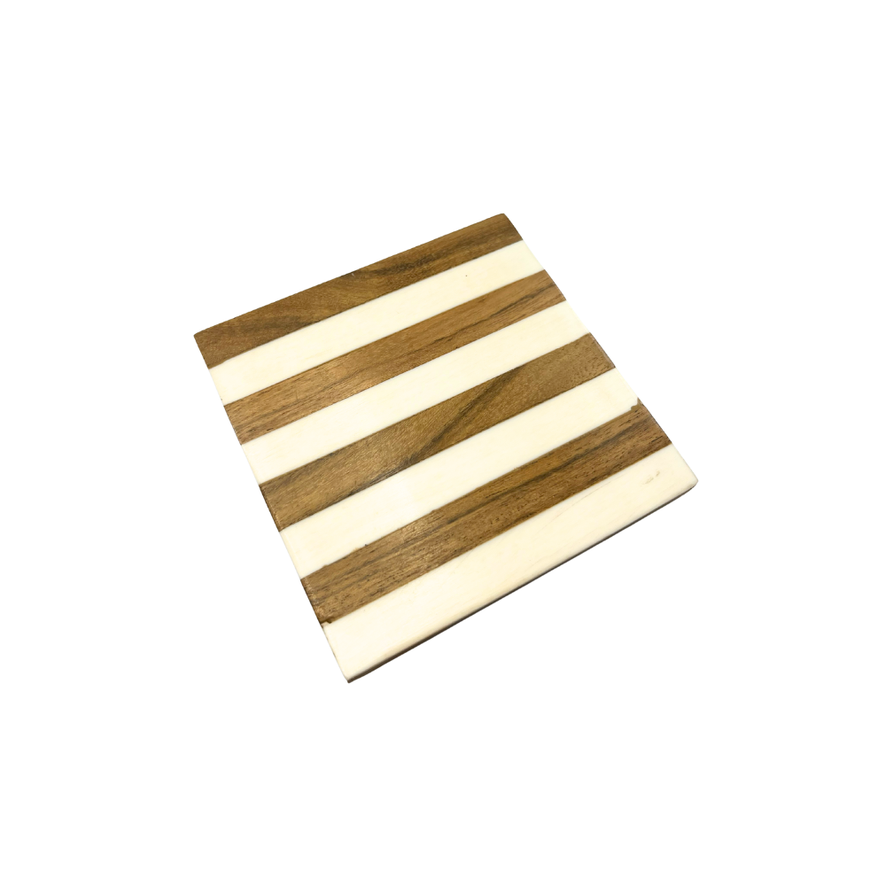 Porta-Copo em madeira Bold Stripes 10x10cm angulo - Il Nido