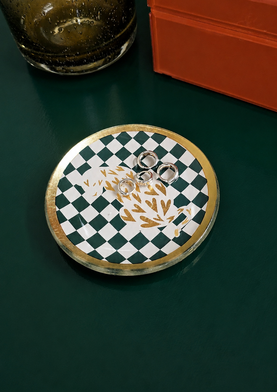 Prato decorativo Felino em vidro 10cm