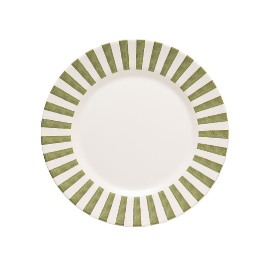 Prato raso de ceramica Stripes Verde 29cm - Il Nido