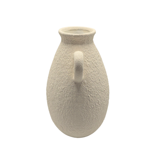 Vaso em ceramica bege texturizada Alcinha 22x15cm angulada - Il Nido