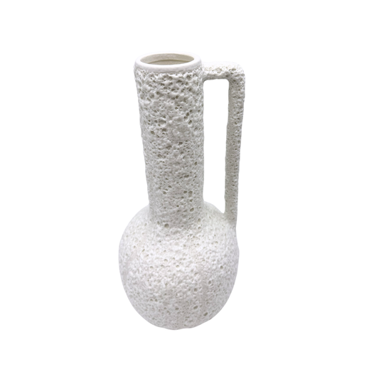 Vaso em ceramica branca texturizada Slim angulada - Il Nido