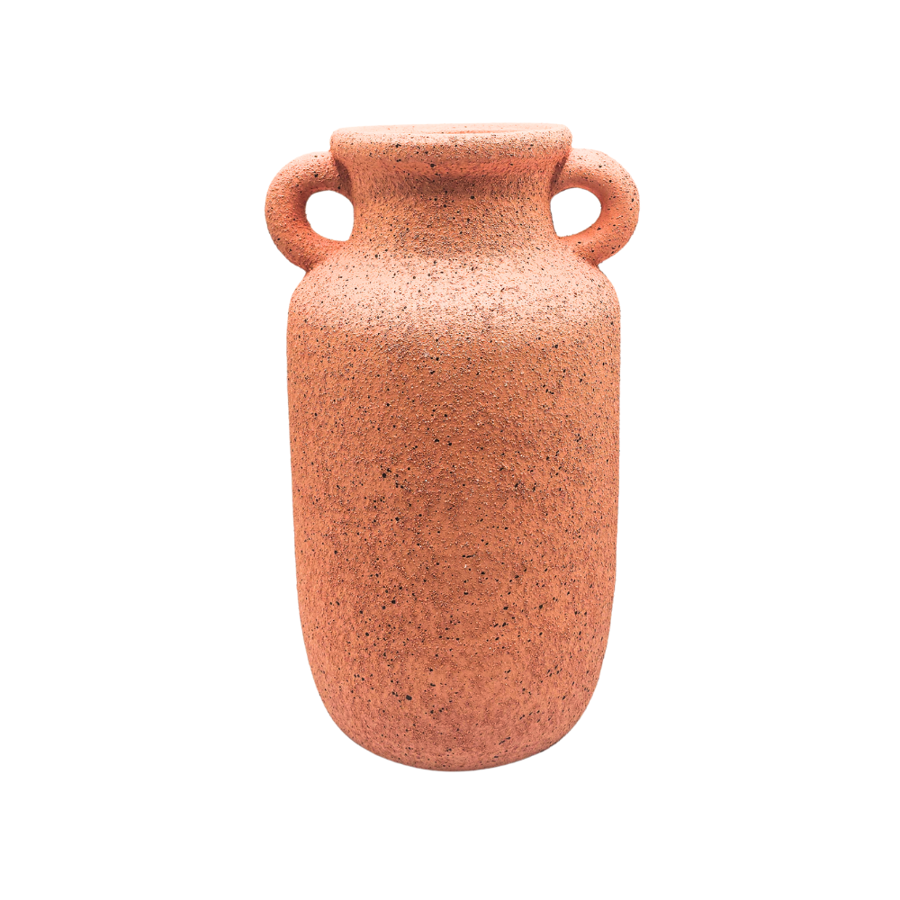 Vaso em ceramica laranja texturizada Alcas 16x28cm vista frontal - Il Nido