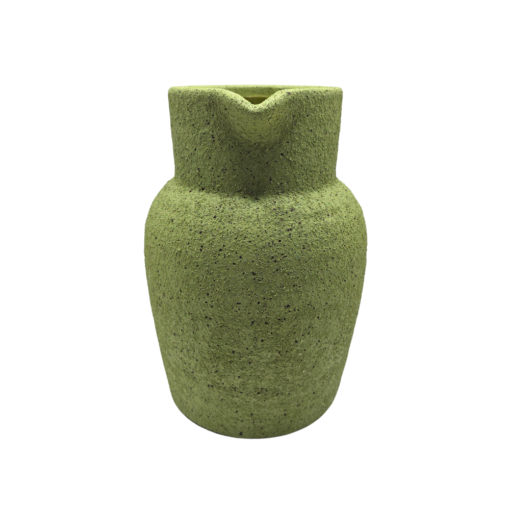 Vaso em ceramica verde texturizada Jarra 20x19cm frontal - Il Nido