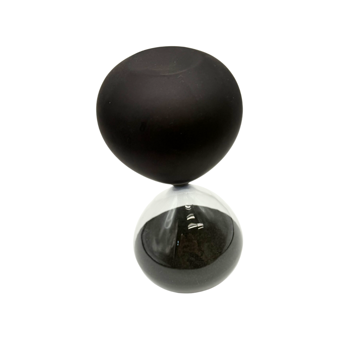 Ampulheta de vidro Yin-Yang incolor e preto fosco em vista detalhada - Il Nido