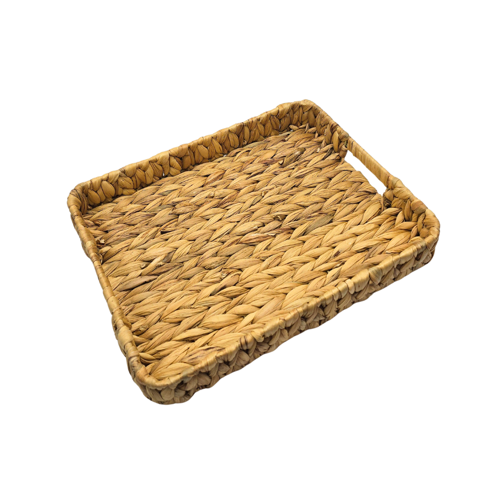 Bandeja de fibra natural seagrass com alças tramada à mão - Il Nido