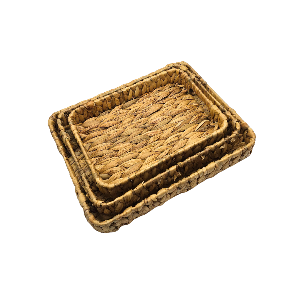 Conjunto de 3 bandejas de fibra natural seagrass empilhadas - Il Nido