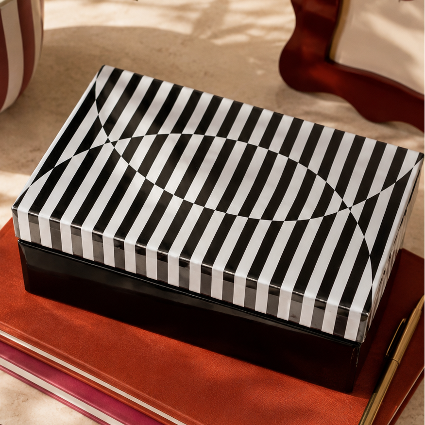 Caixa decorativa de vidro Stripes 8,5x21x13cm