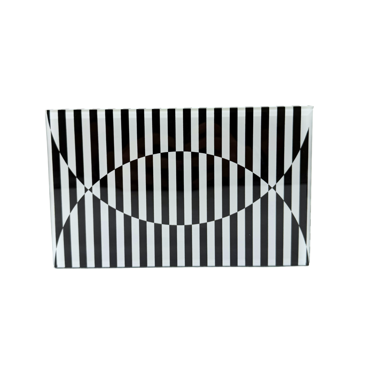 Detalhe da estampa de listras pretas e brancas da caixa decorativa Stripes - Il Nido