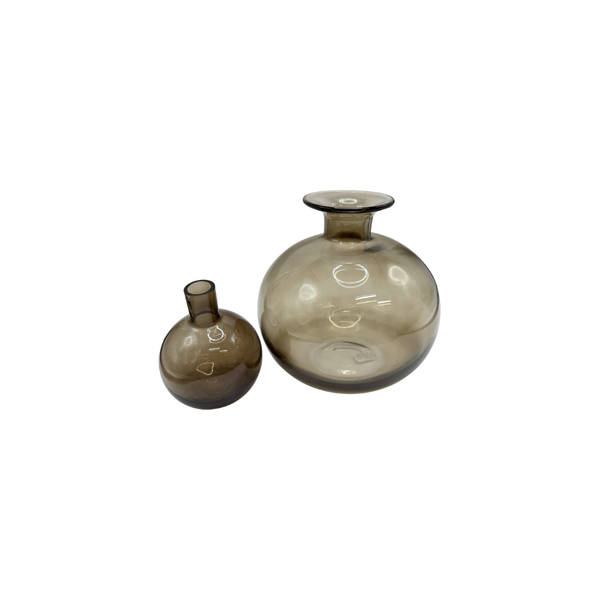 conjunto 3 peças de vasos de vidro fume