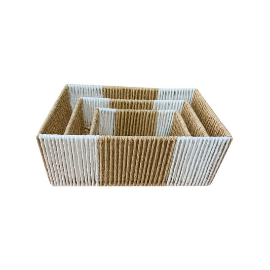 Kit 3 cestos em papel torcido