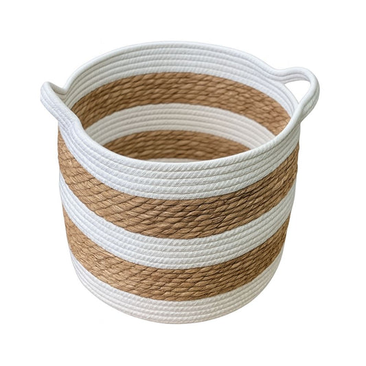 Kit 3 cestos em algodão e fibra natural