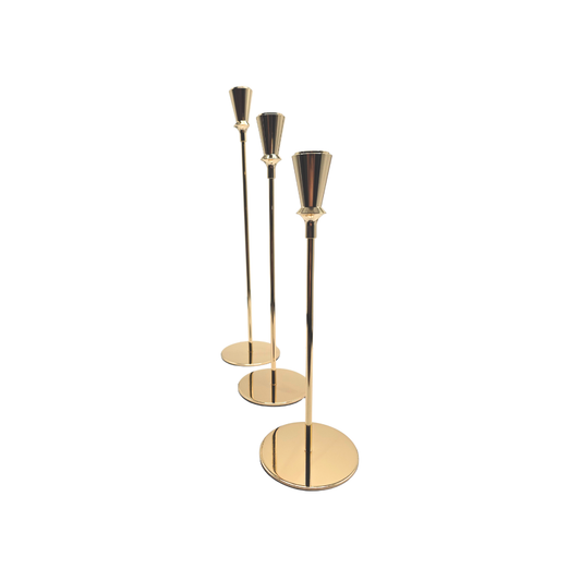 Kit 3 candelabros de metal dourados Vertical - Il Nido