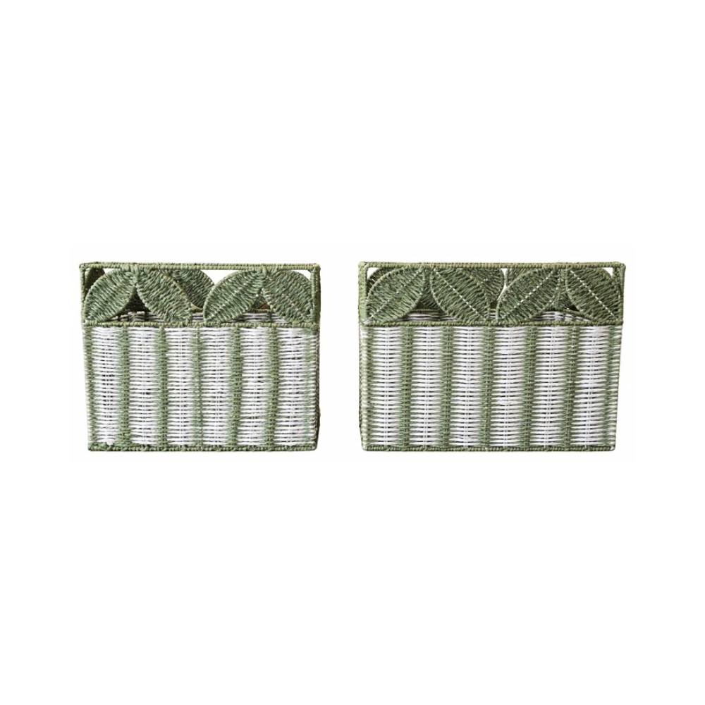 Kit com 2 cestos Dueto Botânico em corda de papel trançado - Il Nido