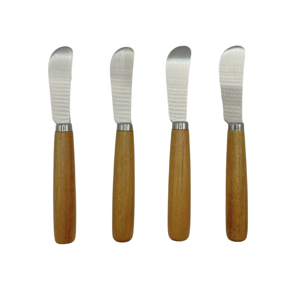 Kit com 4 espátulas para manteiga Origens em aço inox com cabo de madeira nozes - 16,5cm - Il Nido