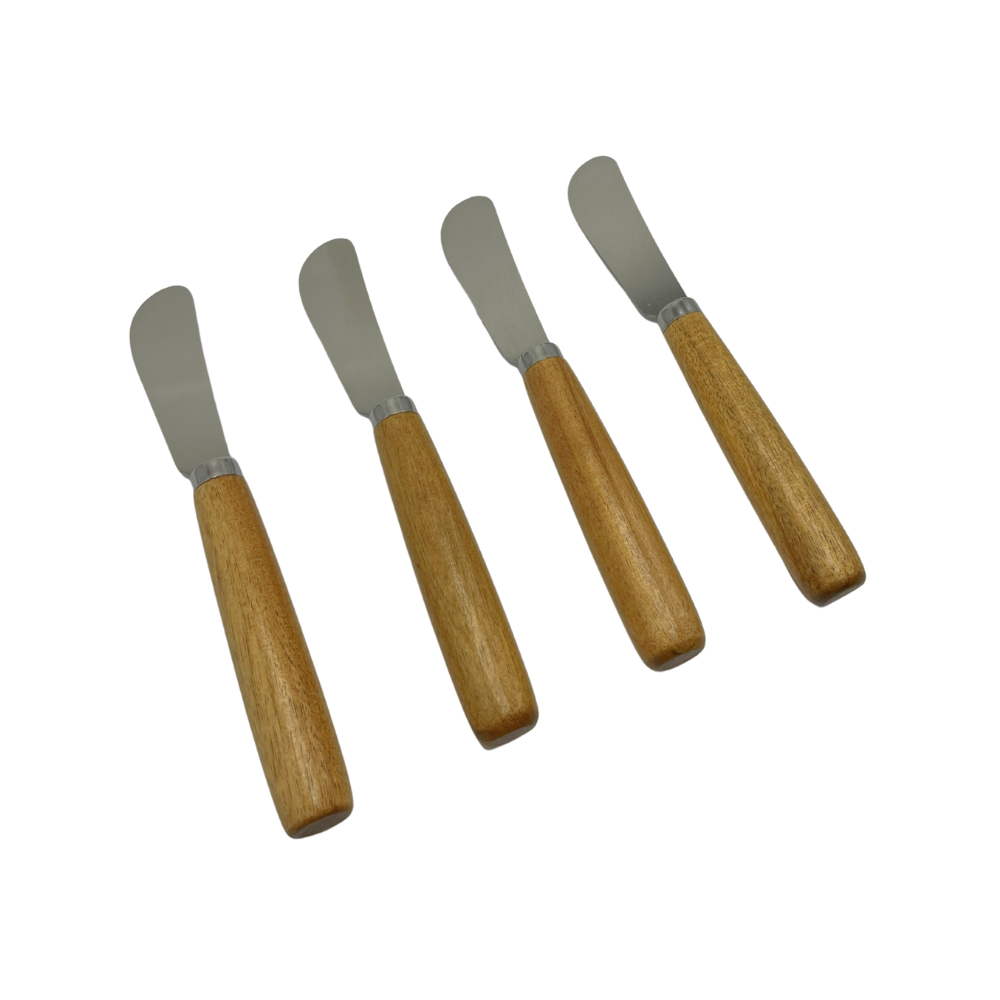Conjunto de 4 espátulas para manteiga Origens com cabo de madeira nozes alinhadas - Il Nido