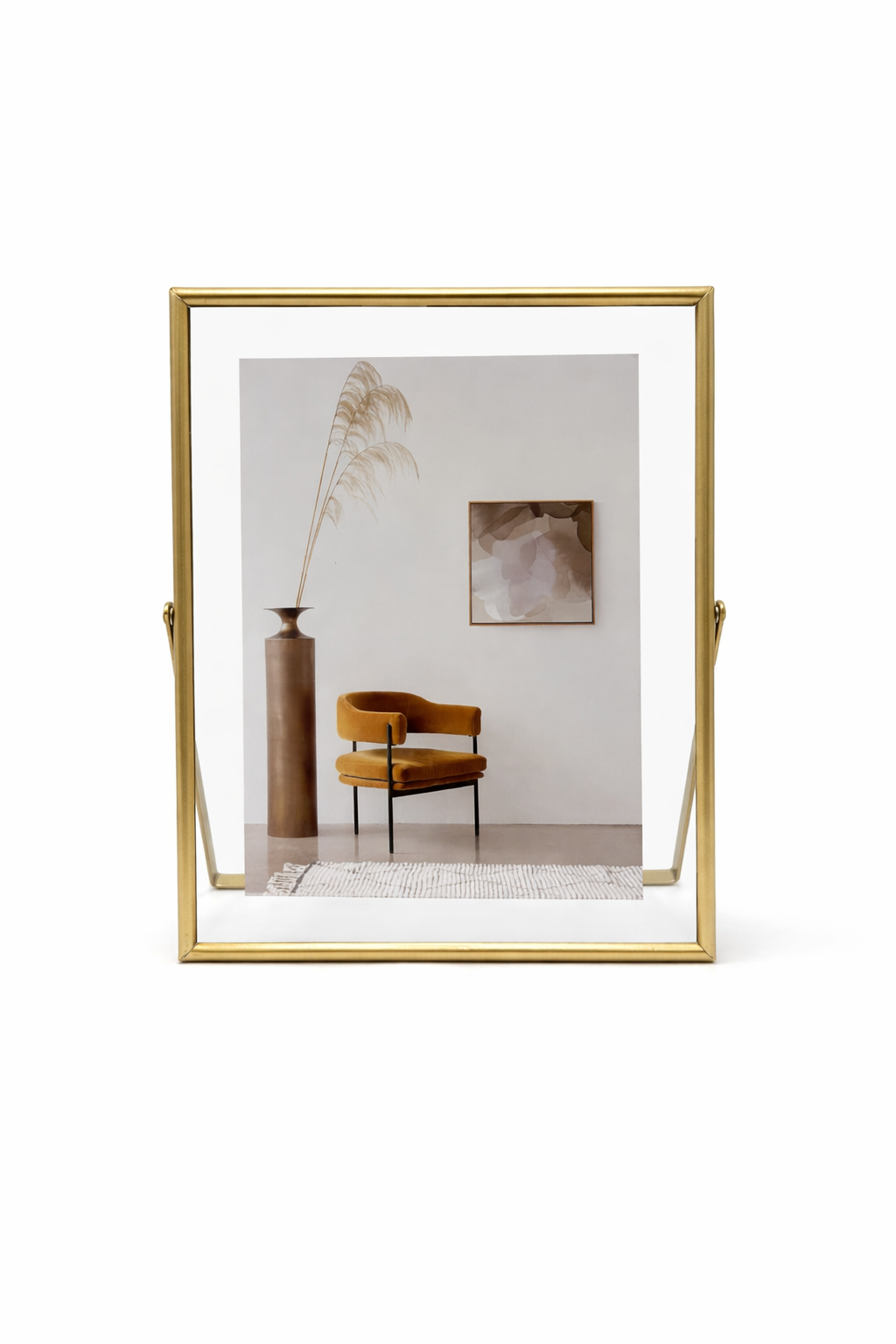 Porta-retrato Gold Line para foto 10x15cm em vidro e ferro dourado - Il Nido