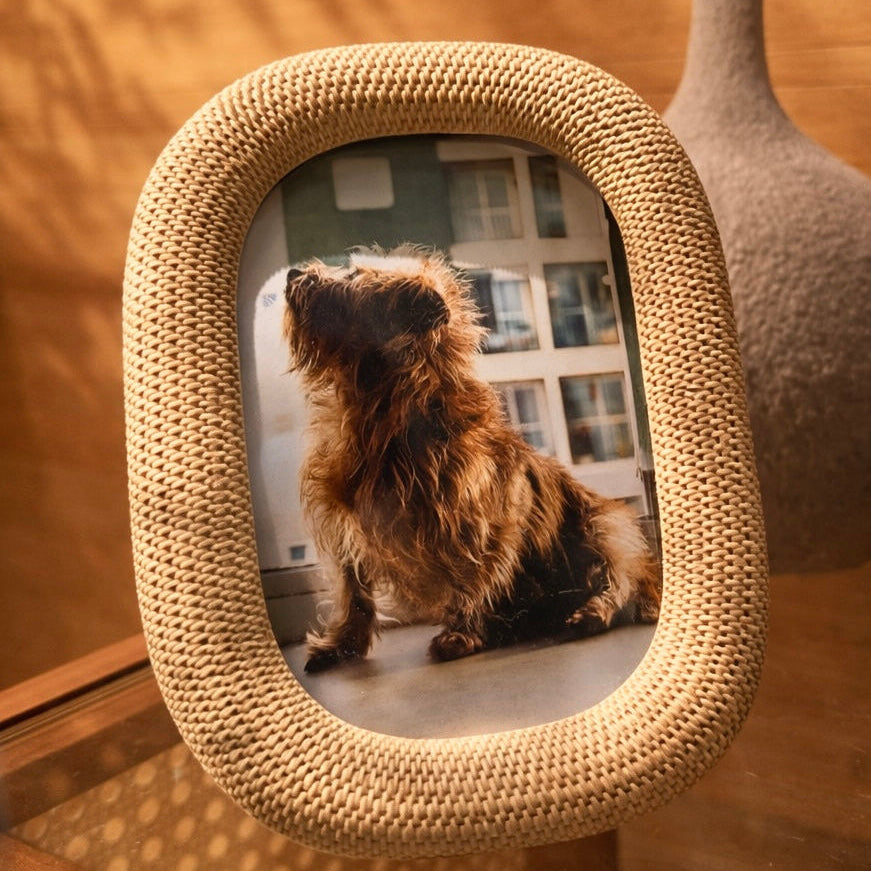 Porta-retrato Tramas com textura de trama natural na decoração de ambiente - Il Nido